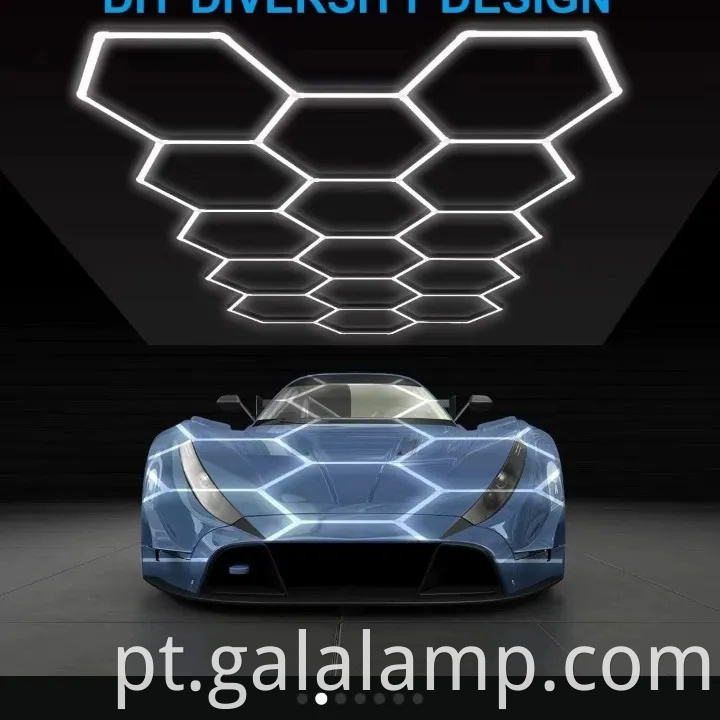 Sistema de grade de iluminação de garagem LED hexagonal para iluminação superior